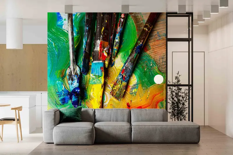 Paint Wall Stickers, Vinyl Wallpaper, Oil Wall Paper, Colorful Brush Stroke Wall Paper, Wallpaper Mural Art, Modern Wall Art, 3D Wall Art, - 10
