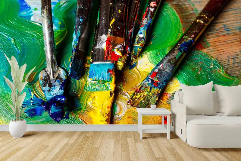 Paint Wall Stickers, Vinyl Wallpaper, Oil Wall Paper, Colorful Brush Stroke Wall Paper, Wallpaper Mural Art, Modern Wall Art, 3D Wall Art, - 9