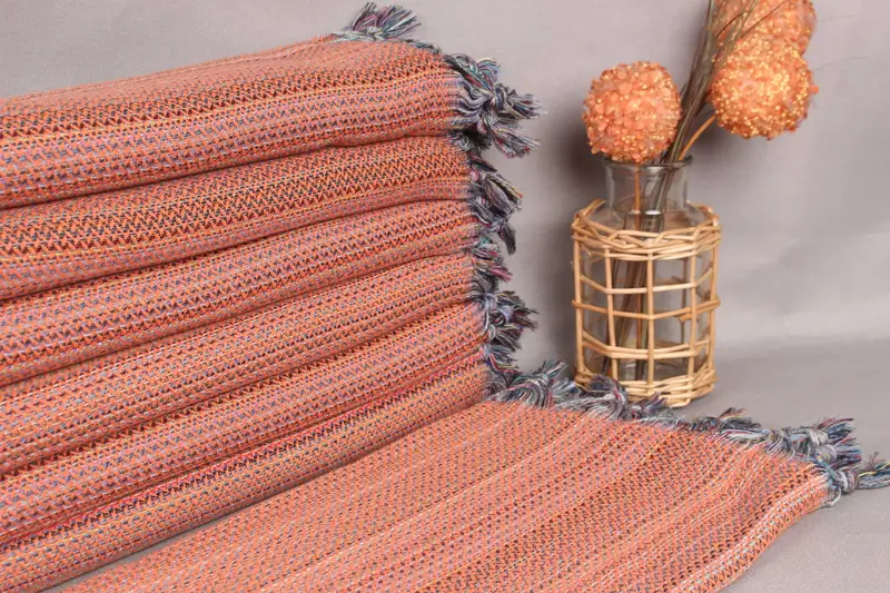 Turkish Beach Towel Wedding Gift Orange Cotton, 36x71 Inches