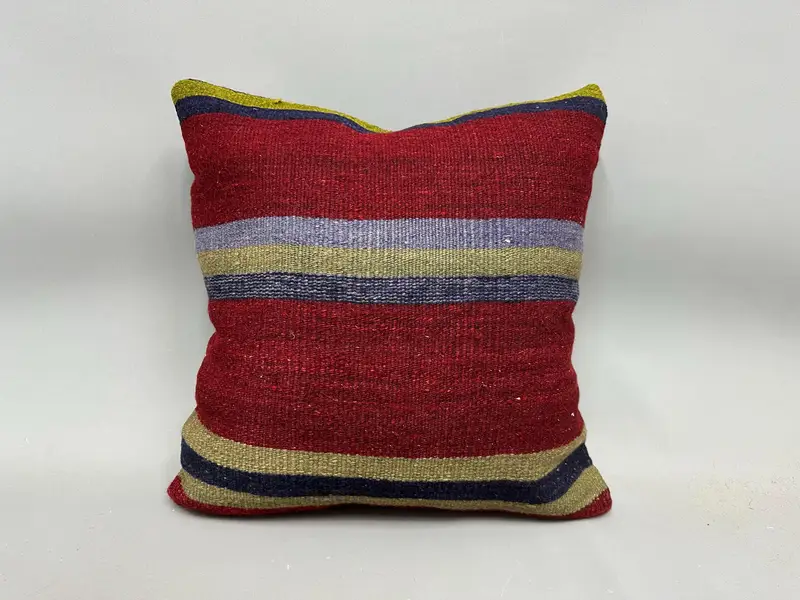 Pattern Throw Cushion Case, Antique Pillows, 20x20 Red Pillow, Chair Pillow Cover, Vintage Pillow, Handmade Kilim Cushion, Cushion Cover - 4