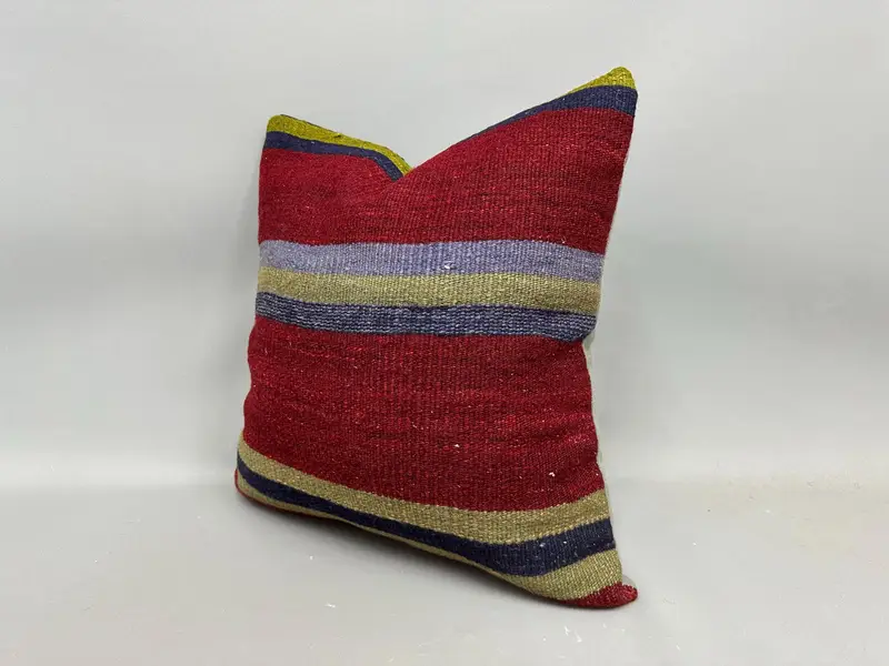 Pattern Throw Cushion Case, Antique Pillows, 20x20 Red Pillow, Chair Pillow Cover, Vintage Pillow, Handmade Kilim Cushion, Cushion Cover - 3