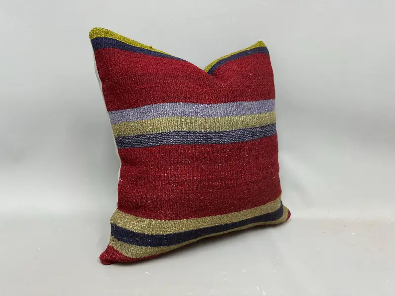Pattern Throw Cushion Case, Antique Pillows, 20x20 Red Pillow, Chair Pillow Cover, Vintage Pillow, Handmade Kilim Cushion, Cushion Cover - 2