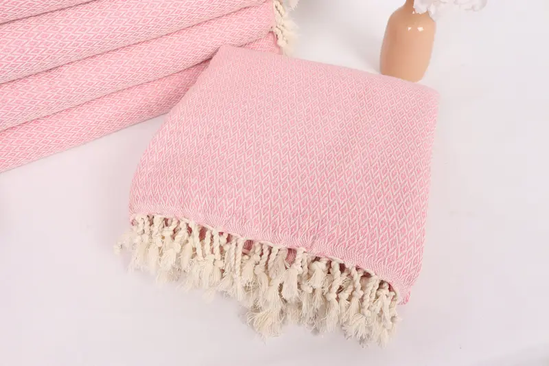 Custom Wedding Gifts, Bachelorette Party Items, Housewarming Gift, Custom Gifts, Turkish Towel Blanket, 96x80 Cotton Diamond Towel, Woven Blanket - 5
