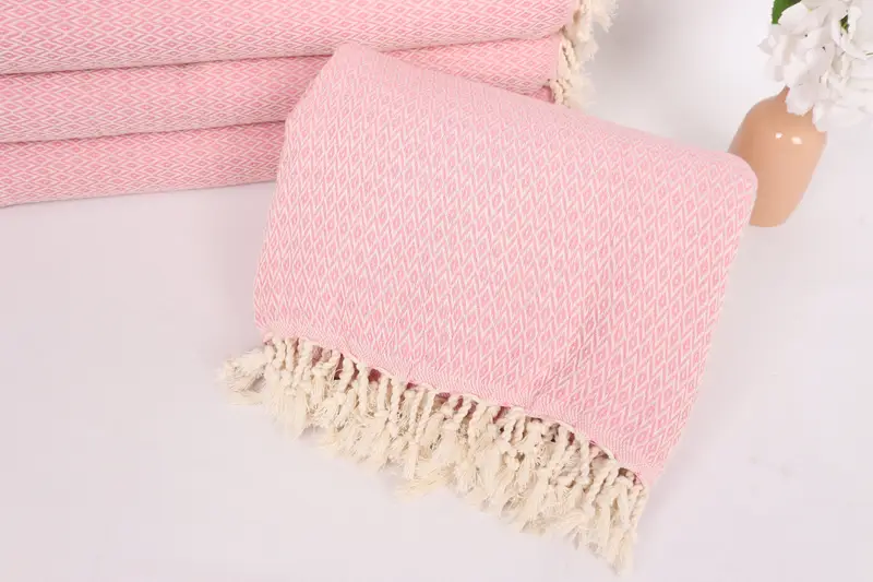 Custom Wedding Gifts, Bachelorette Party Items, Housewarming Gift, Custom Gifts, Turkish Towel Blanket, 96x80 Cotton Diamond Towel, Woven Blanket - 4