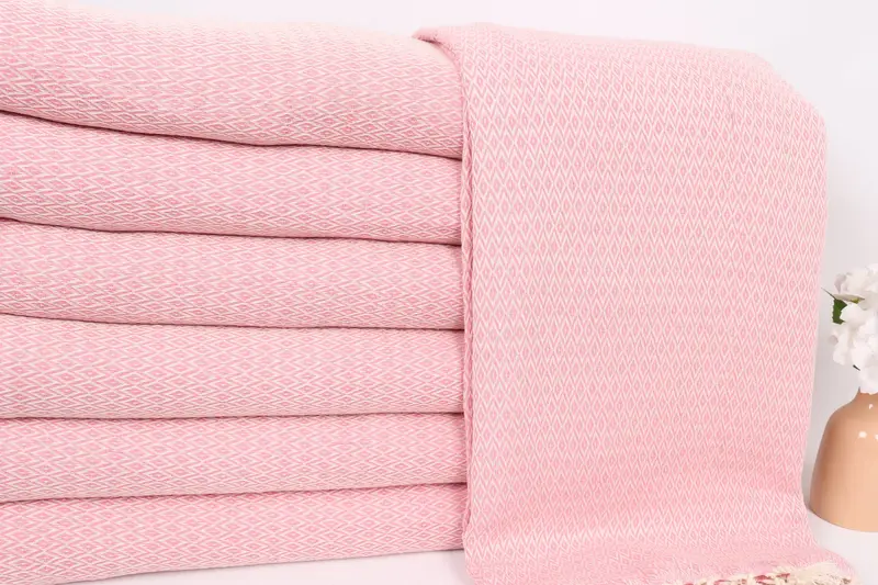Custom Wedding Gifts, Bachelorette Party Items, Housewarming Gift, Custom Gifts, Turkish Towel Blanket, 96x80 Cotton Diamond Towel, Woven Blanket - 2