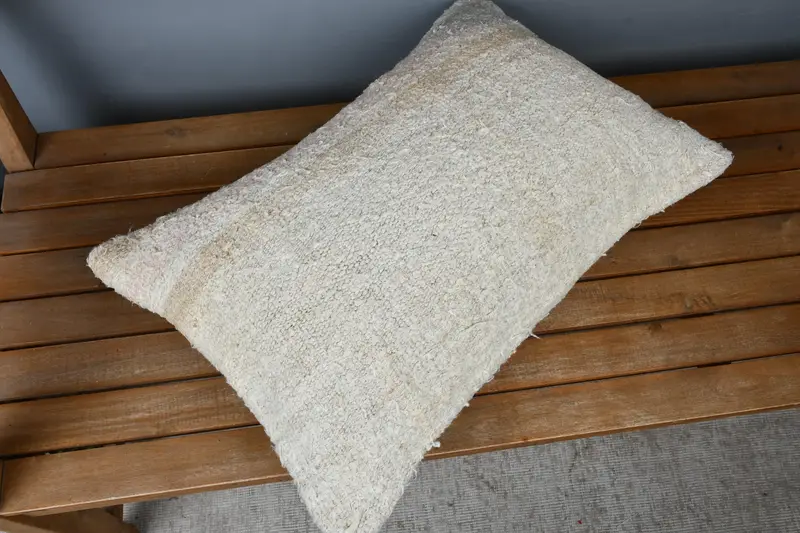 Pillow Sham, Accent Throw Cushion Case, Kilim Cushion Sham, Antique Pillows, 16x24 Beige Pillow Sham, Turkish Kilim Pillow, Square Throw Cushion - 2