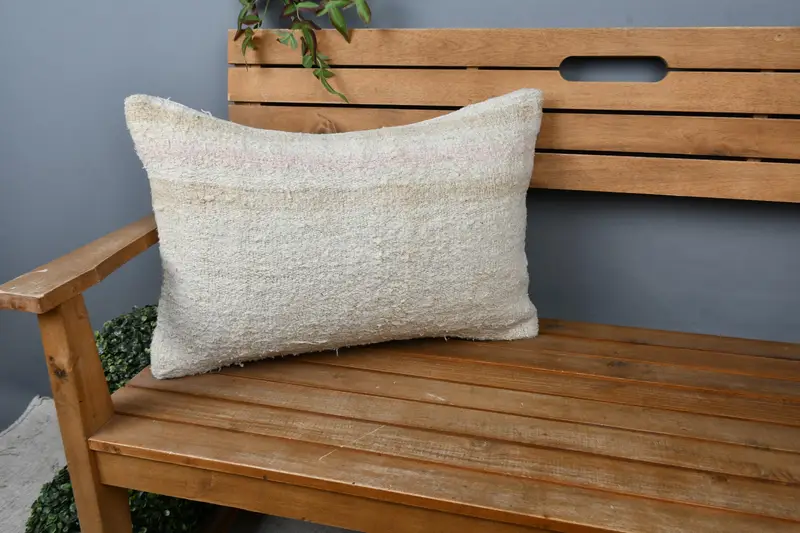 Pillow Sham, Accent Throw Cushion Case, Kilim Cushion Sham, Antique Pillows, 16x24 Beige Pillow Sham, Turkish Kilim Pillow, Square Throw Cushion - 1