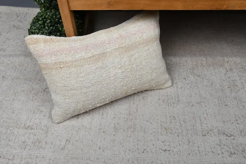 Pillow Sham, Accent Throw Cushion Case, Kilim Cushion Sham, Antique Pillows, 16x24 Beige Pillow Sham, Turkish Kilim Pillow, Square Throw Cushion - 7