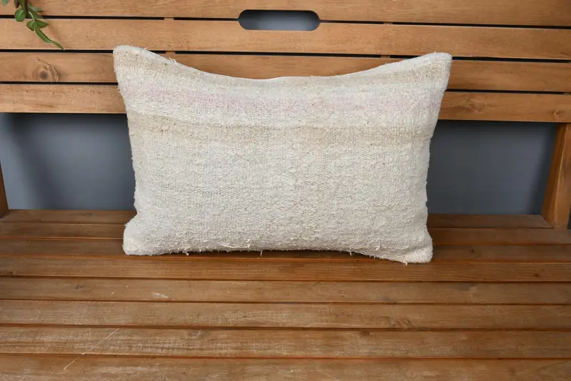 Pillow Sham, Accent Throw Cushion Case, Kilim Cushion Sham, Antique Pillows, 16x24 Beige Pillow Sham, Turkish Kilim Pillow, Square Throw Cushion - 6