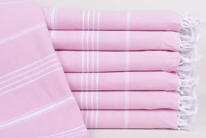 Personalized Turkish Towel Pink Stripes Organic Cotton, 70x40 Inches