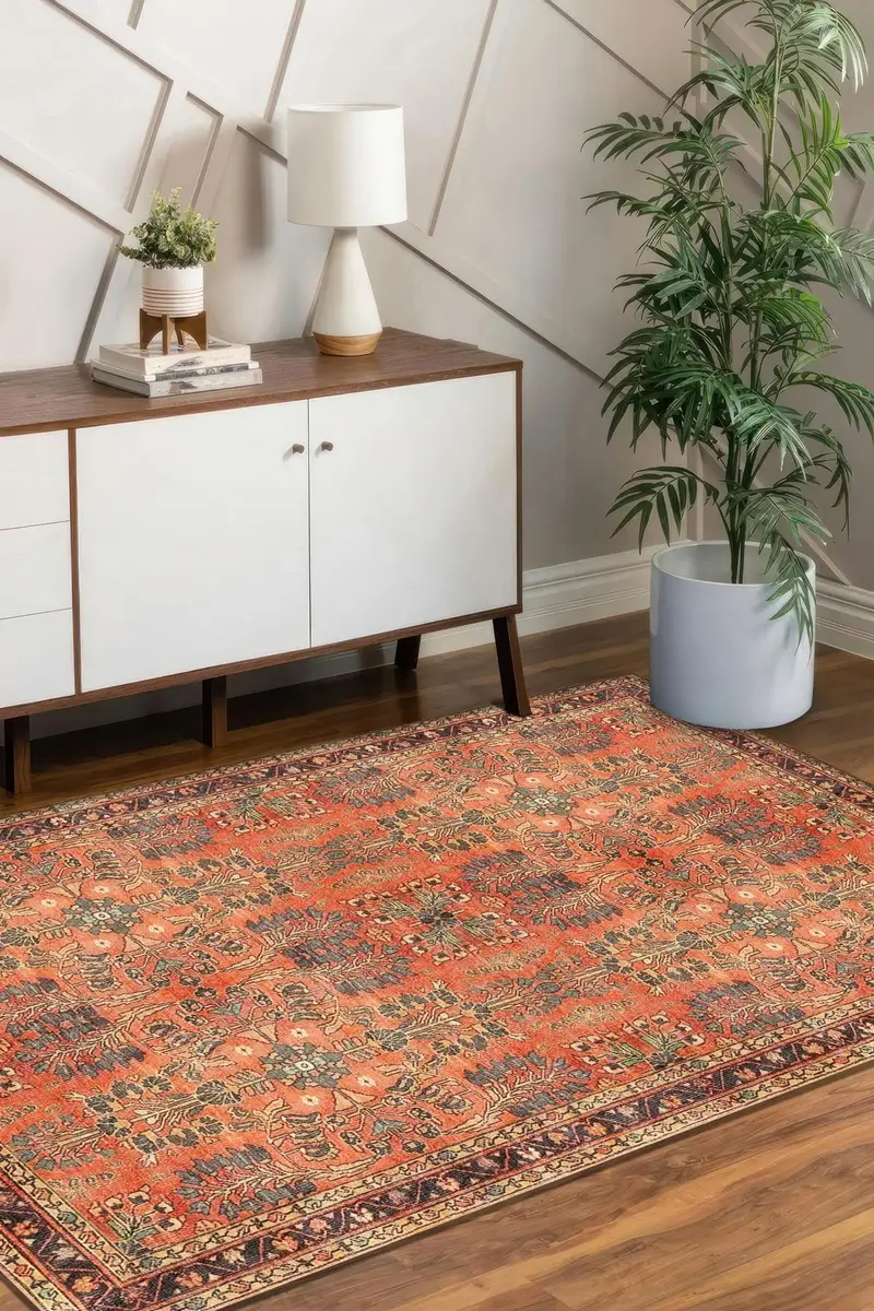 エレガントなプリントラグ：モダンなデザイン、柔らかい生地、ユニークなパターン。