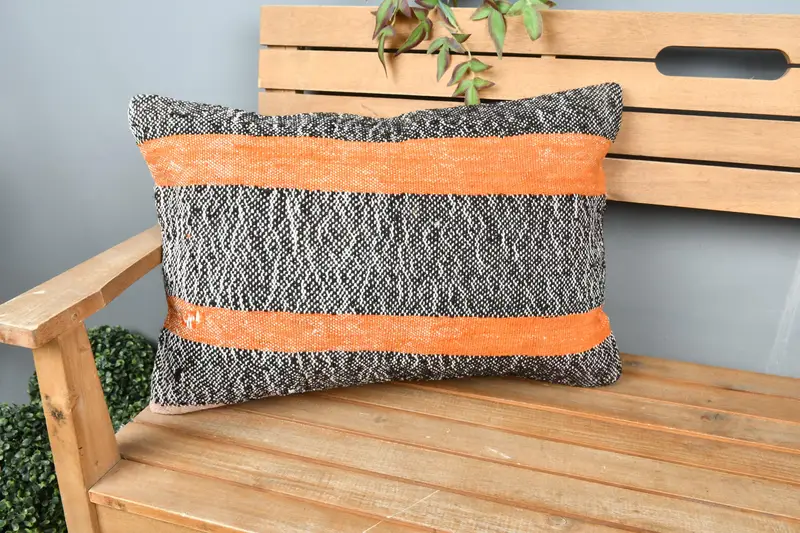 16x24 Black Cushion, Aztec Cushion Cover, Vintage Kilim Throw Pillow, Pillow for Couch, Interior Designer Pillow, Cushion Cover - 1