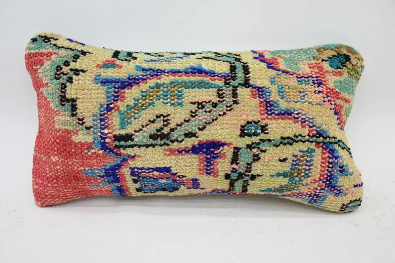 Handmade Rug Seat Pillow Case, Chair Cushion, Antique Pillows, Cushion, Handmade Kilim Cushion, Gift Pillow, 8x16 Beige Cushion Cover - 1