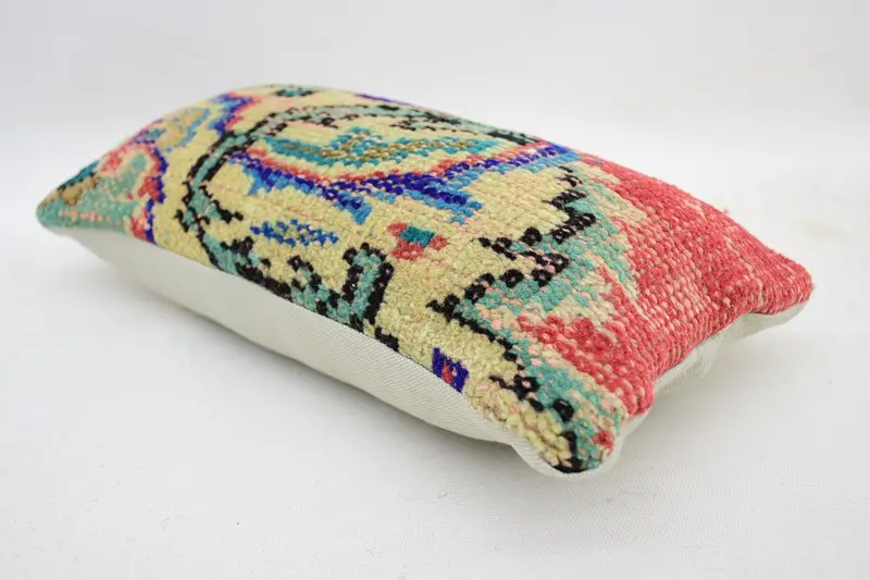 Handmade Rug Seat Pillow Case, Chair Cushion, Antique Pillows, Cushion, Handmade Kilim Cushion, Gift Pillow, 8x16 Beige Cushion Cover - 6
