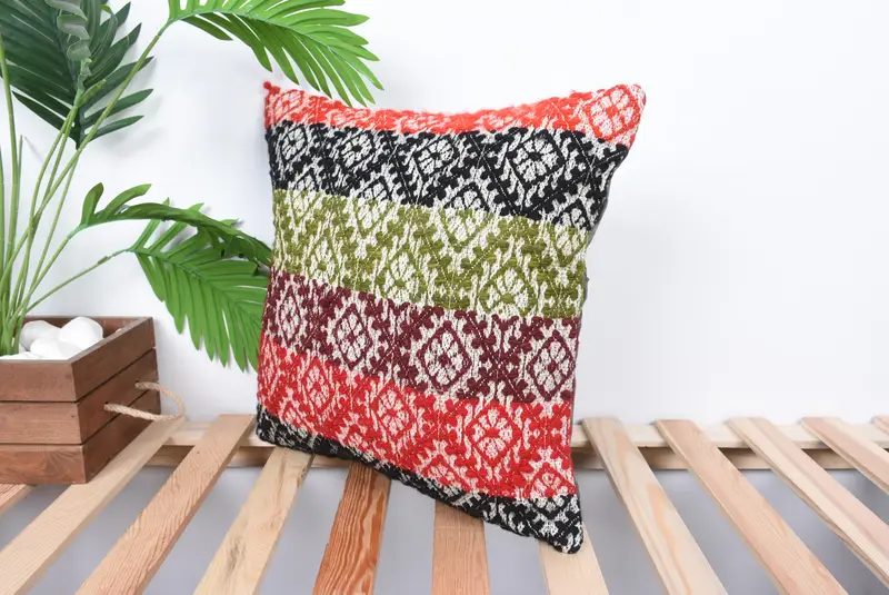 Kilim Pillow, Custom Pillow Case, Pillow for Sofa, 16x16 Green Pillow, Turkish Bench Pillow Sham, Pillow Sham, Antique Pillows, Ikat Pillow Cover - 5