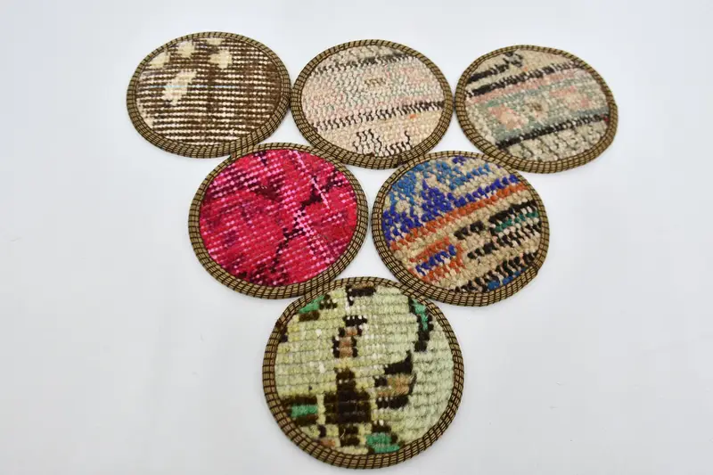 Posavasos elegantes en verde y rosa, posavasos de alfombra elegantes y duraderos