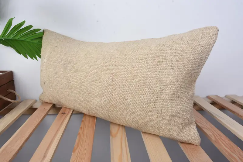 Outdoor Bolster Pillow, Cushion Cover, Retro Throw Cushion, Kilim Pillow, Antique Pillows, Pillow for Sofa, 12x24 Beige Cushion Case - 4