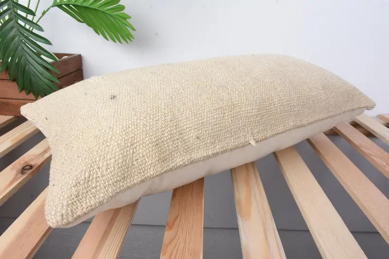 Outdoor Bolster Pillow, Cushion Cover, Retro Throw Cushion, Kilim Pillow, Antique Pillows, Pillow for Sofa, 12x24 Beige Cushion Case - 6