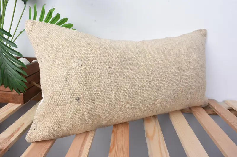 Outdoor Bolster Pillow, Cushion Cover, Retro Throw Cushion, Kilim Pillow, Antique Pillows, Pillow for Sofa, 12x24 Beige Cushion Case - 5