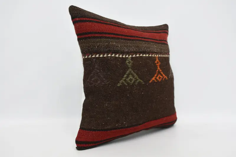 Interior Designer Pillow, Turkish Rugs Pillow Case, Pillow Case, Gift Pillow, 20x20 Brown Cushion, Vintage Kilim Pillow, Aztec Cushion - 3