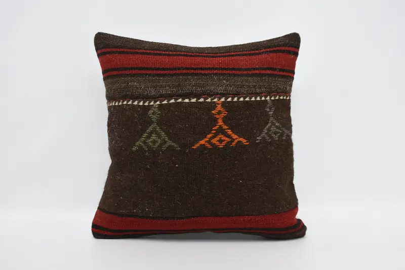Interior Designer Pillow, Turkish Rugs Pillow Case, Pillow Case, Gift Pillow, 20x20 Brown Cushion, Vintage Kilim Pillow, Aztec Cushion - 1
