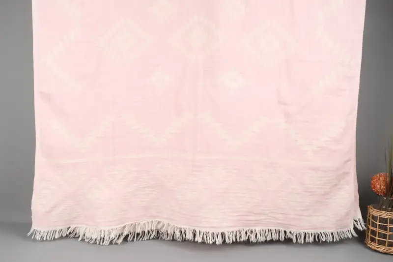 Personalized Monogrammed Beach Towel Light Pink Organic Cotton, 36x71 Inches