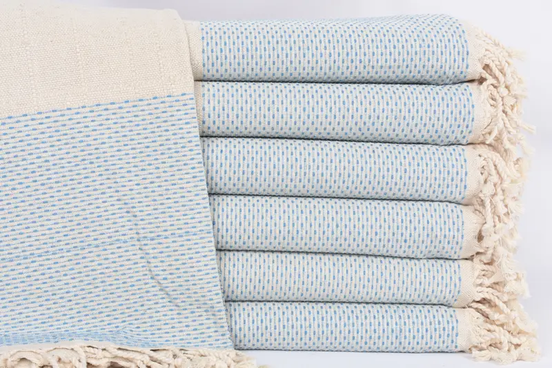 Best Friend Gift Organic Cotton Turquoise Polka Dot Towel, 70x40 Inches