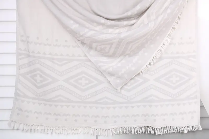 Beach Towel Personalized Gray Turkish Cotton, 36x71 Inches