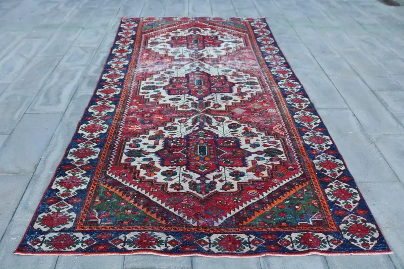 Turkish Oushak Large Rug 5.7x10.6 ft (173x322 cm), Vintage Red Polka dot Rug - 1