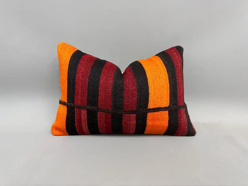 Rot & Orange gestreiftes Kissen, 16x24 Zoll Vintage Wurfkissen