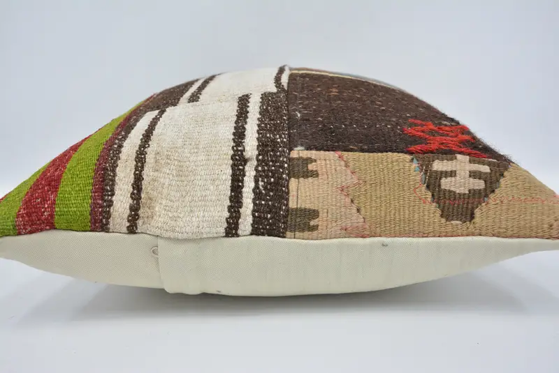 18x18 White Cushion Cover, Kilim Pillow, Home Decor Pillow, Wool Kilim Pillow Pillow Case, Pillow, Vintage Pillow, Customized Cushion - 5