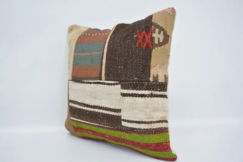 18x18 White Cushion Cover, Kilim Pillow, Home Decor Pillow, Wool Kilim Pillow Pillow Case, Pillow, Vintage Pillow, Customized Cushion - 4