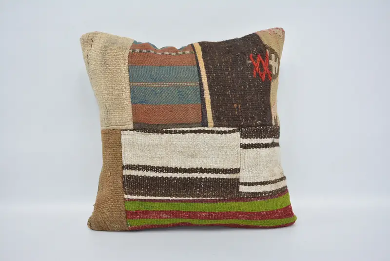18x18 White Cushion Cover, Kilim Pillow, Home Decor Pillow, Wool Kilim Pillow Pillow Case, Pillow, Vintage Pillow, Customized Cushion - 1