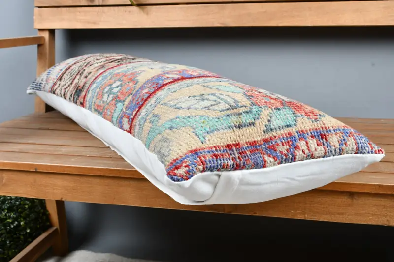 Outdoor Cushion Case, Kilim Pillow, Vintage Pillow, Ikat Cushion Cover, Pillow Cover, 12x36 Beige Cushion Cover, Kilim Cushion Sham - 4