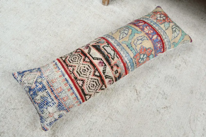 Outdoor Cushion Case, Kilim Pillow, Vintage Pillow, Ikat Cushion Cover, Pillow Cover, 12x36 Beige Cushion Cover, Kilim Cushion Sham - 8