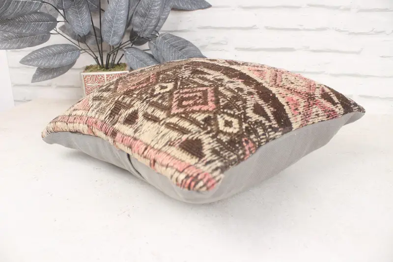 Cushion Cover, Gift Pillow, Neutral Cushion Case, Kilim Pillow, Authentic Pillow Cover, 16x16 Brown Cushion, Kilim Pillow Cover, Authentic Cushion - 6