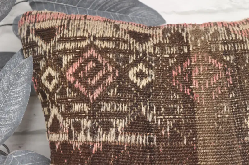 Cushion Cover, Gift Pillow, Neutral Cushion Case, Kilim Pillow, Authentic Pillow Cover, 16x16 Brown Cushion, Kilim Pillow Cover, Authentic Cushion - 2
