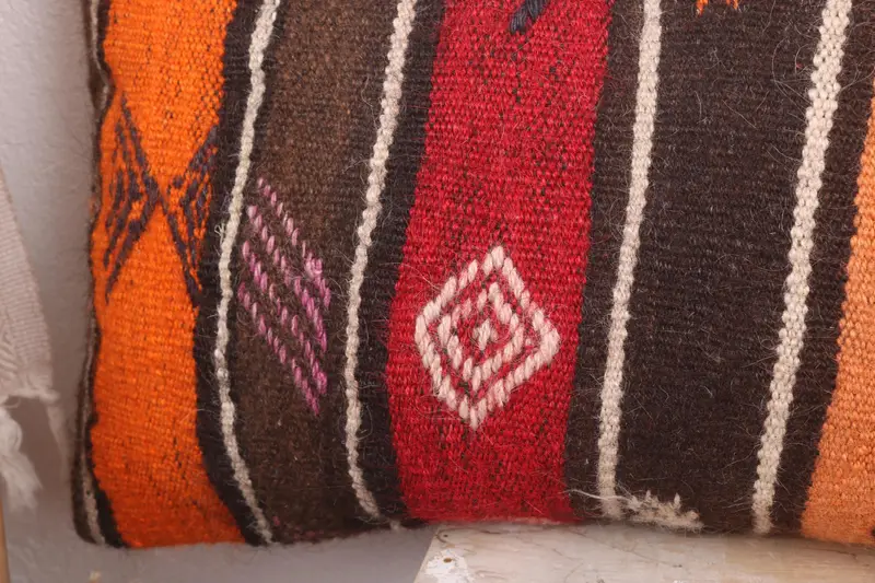Gift Pillow, Boho Pillow, Home Decor Pillow, Ottoman Pillow Sham, 12x48 Red Pillow Sham, Kilim Rug Cushion Case, Pillow Sham - 3