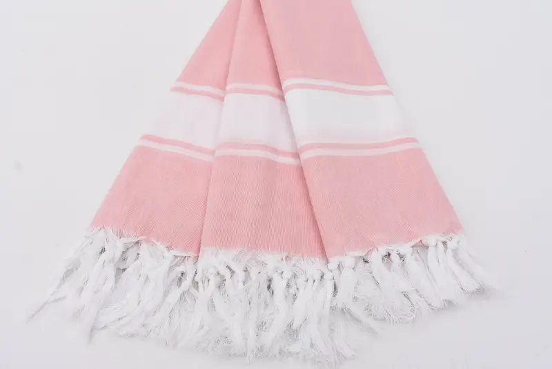 Personalized Pink Striped Turkish Bath Towel, Organic Cotton, 70x40 Inches