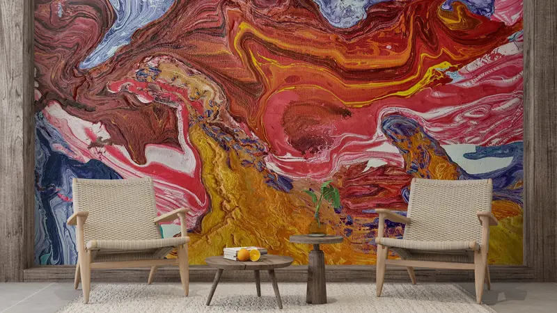 Modern Wall Painting, Contemporary Wall Mural, Vived Wall Print, Colorful Abstract Wall Print, Colorful Wall Mural, - 2