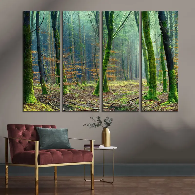 Jungle Canvas Decor, Trees Wall Art Canvas, Jungle Trees Canvas Print, Landscape Wall Decor, Nature Canvas Painting, Serenity Wall Art - 1
