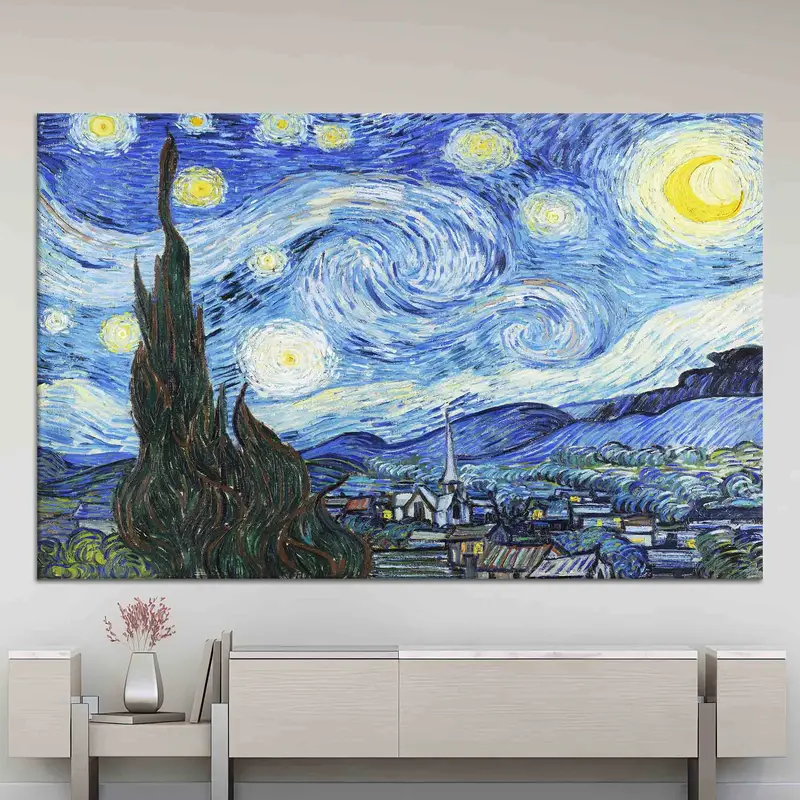 ヴィンセント・ヴァン・ゴッホ 星月夜 ブルー オイル キャンバス プリント