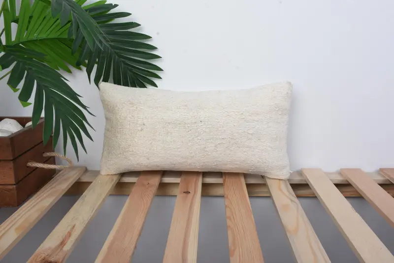 Vintage Kilim Throw Pillow, 8x16 White Pillow, Boho Pillow, Throw Kilim Pillow, Designer Throw Pillow Case, Cushion Cover - 1