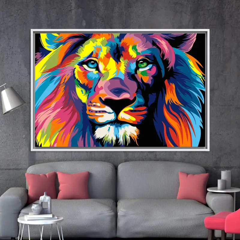 Modern Colorful Abstract Lion Canvas Print - Lion Lover Gift