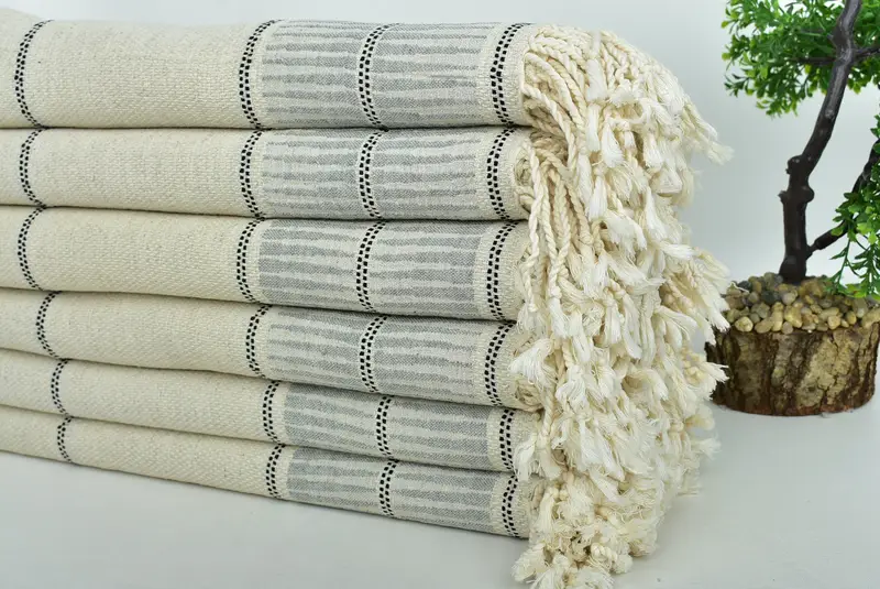 Bachelorette Beach Towel, Large Turkish Towel, Towel With Name, 70x40 Linen Striped Towel, Gift For Coworker, Personalized Towel, Turkish bath towel - 3