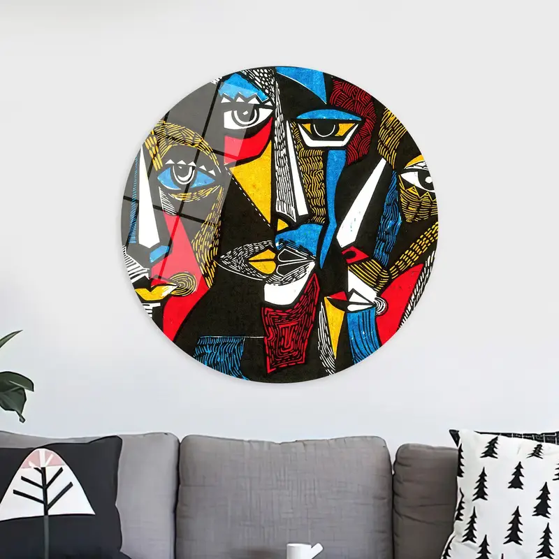 現代の超現実的な顔のキャンバス: トレンディな抽象ポートレート アート