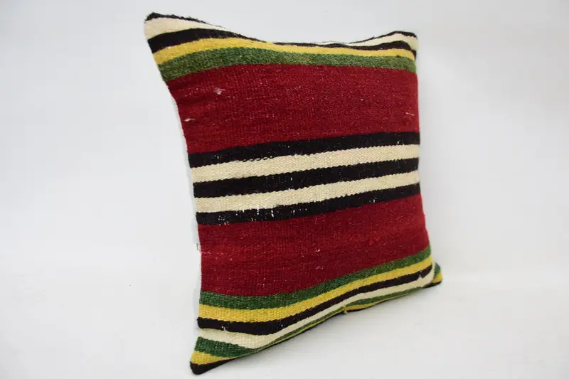 Turkish Kilim Pillow, 14x14 Red Pillow, Pillow for Couch, Knitted Pillow, Boho Pillow Sham Cover, Bench Cushion Cover, Pillow - 2