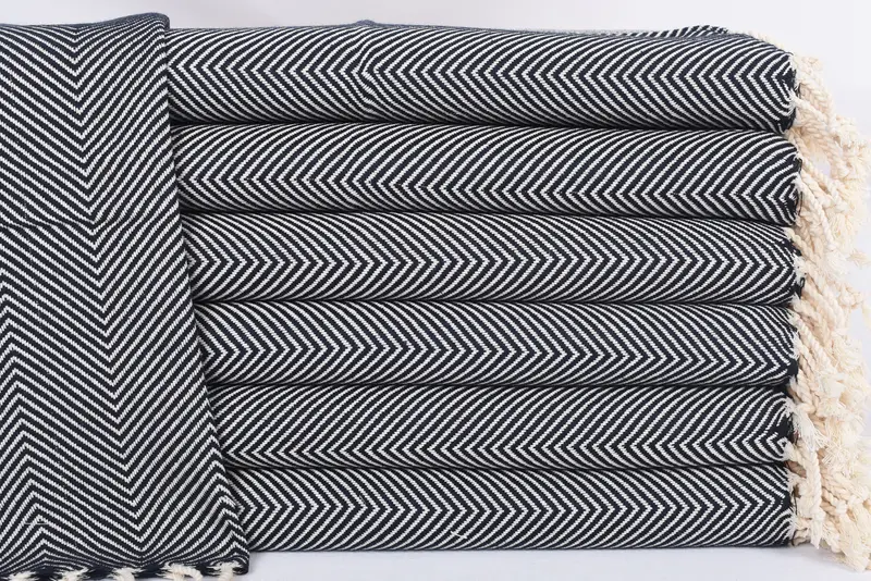 Kitchen Towel Navy Herringbone Dish Towel, 40x20 Inches