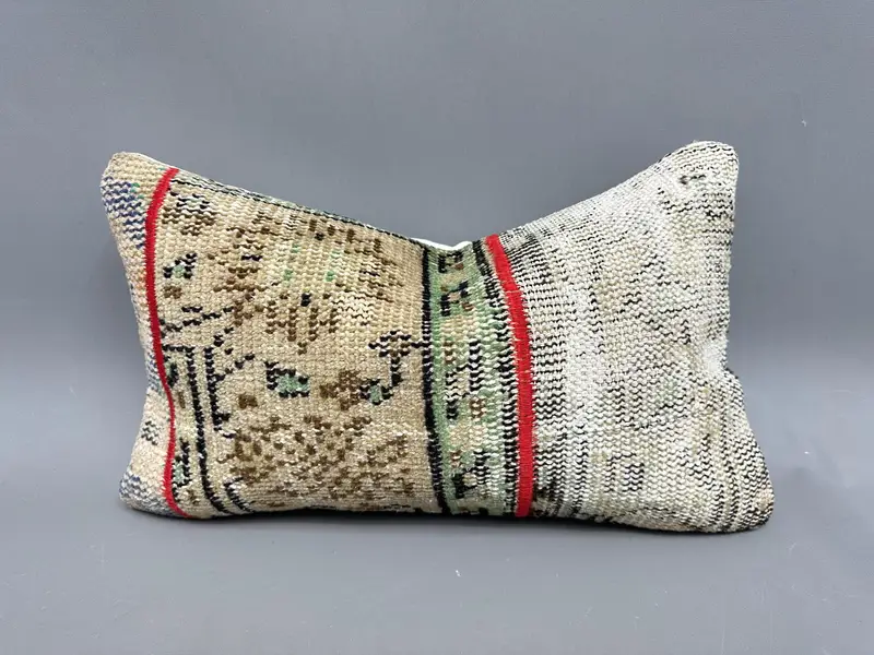 Handgewebtes türkisches Kelim-Wurfkissen, 12 x 20 Zoll Vintage-Kissen