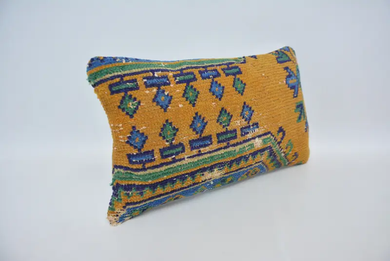 Art Deco Pillow Sham, Comfy Throw Cushion, Pillow Case, Ethnical Kilim Rug Pillow, 12x20 Orange Pillow Cover, Vintage Pillow, Home Decor Pillow - 3